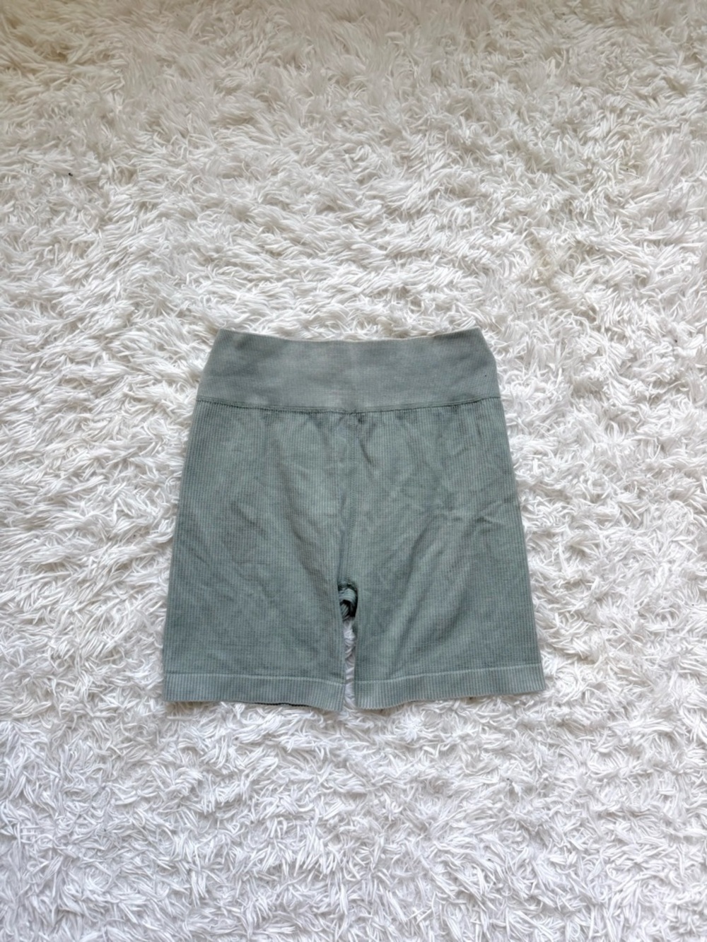 SO Ribbed High-Waist Bike Shorts in Sage Green